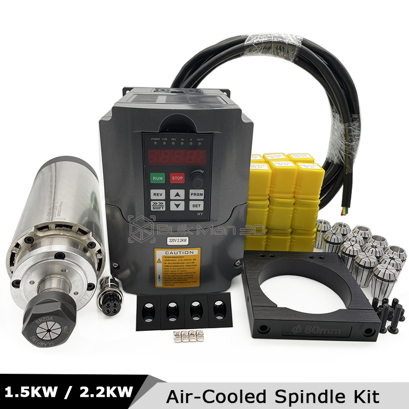 Kit de Motor de Spindle CNC Re - Air Cooled 1.5Kw Spindle Motor Inverter 110V avaliação e preço